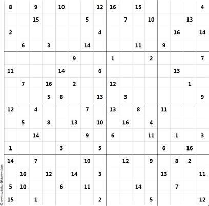 Recommended for advanced and professional sudoku fans from all nations! Sudoku - 16x16