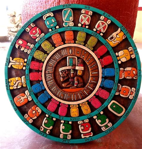 Prehispanic Mayan Art Mayan Calendar Mexican Painting Wood Etsy
