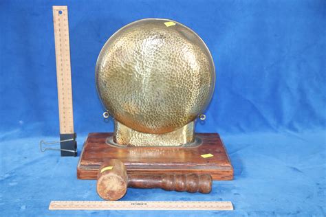 Lot Vintage Large Brass Gong And Mallet