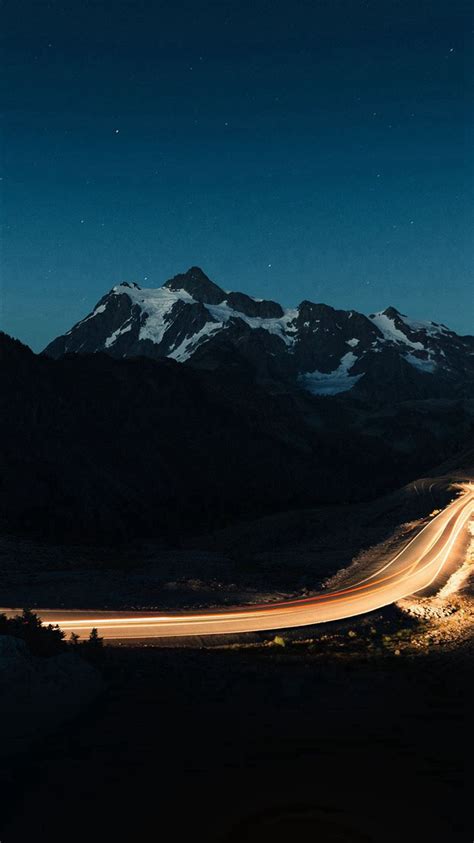 Night Mountain Road Street Light Iphone 8 Wallpapers Free Download