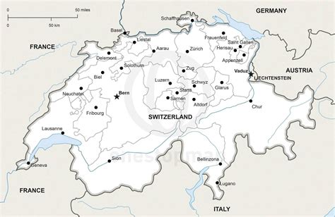 The cartography of switzerland is the history of surveying and creation of maps of switzerland. Vector Map of Switzerland Political | One Stop Map