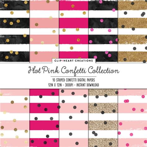 Hot Pink Confetti Sparkle Digital Papers Commercial Use Etsy
