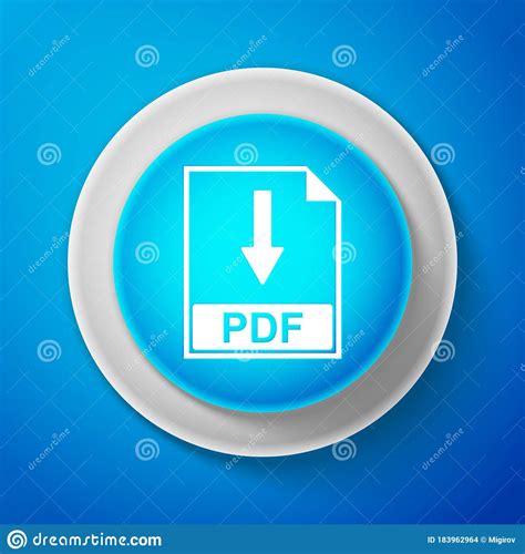 White PDF File Document Icon Isolated on Blue Background. Download PDF Button Sign. Circle Blue ...