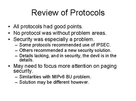 Review Of Protocols