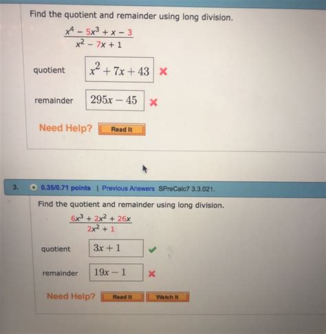 Solved Find The Quotient And Remainder Using Long Division