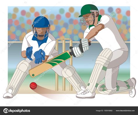 Cricket Game With Batsman And Wicket Keeper Stock Vector Image By ©jo