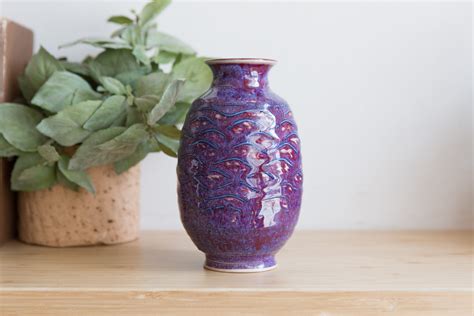 Purple Ceramic Bud Vase Vintage Studio Pottery Art Vase For Flowers
