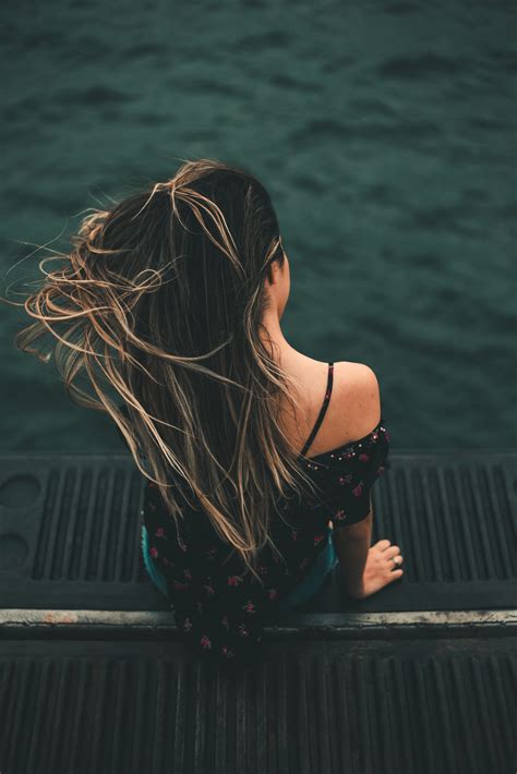 Free Images Water Lady Beauty Long Hair Hairstyle Brown Hair Shoulder Back Sea Black