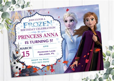 Frozen Invitation Elsa Birthday Invitation Anna Birthday Invitation