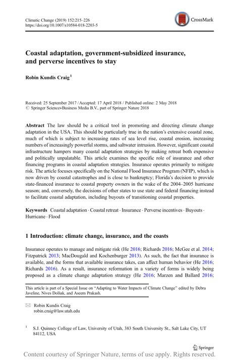 A consumption subsidy is one that subsidizes the behavior of consumers. Coastal adaptation, government-subsidized insurance, and perverse incentives to stay | Request PDF