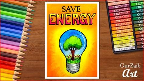 How to draw save energy poster chart for school students ( very easy