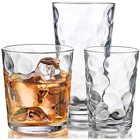 Drinking Glasses Kitchen Glassware Mix Clear Glass Water Juice Cups Set Of 12 Homeessentials