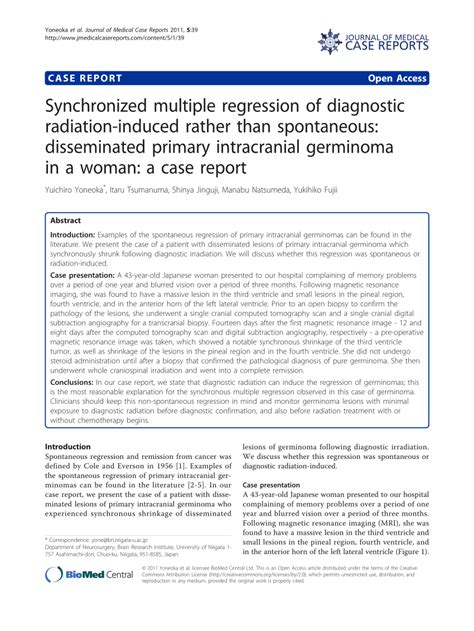 PDF Synchronized Multiple Regression Of Diagnostic Radiation Induced