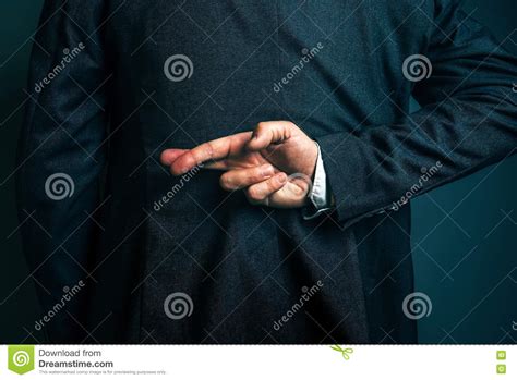 Lying Businessman Holding Fingers Crossed Behind His Back Stock Photo Image Of Crook Artist