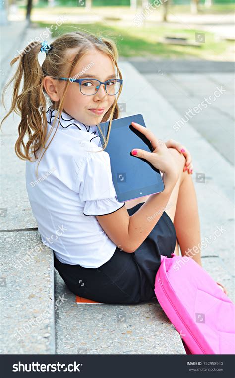 Smiling Cute Schoolgirl Primary School Glasses Stock Photo Shutterstock