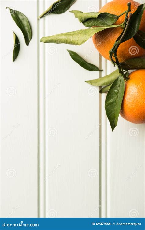 Natural Sweet Clementines On Rustic Table From Above Stock Image