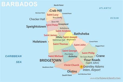 Map Of Barbados Caribbean Barbados Saint Philip St Thomas