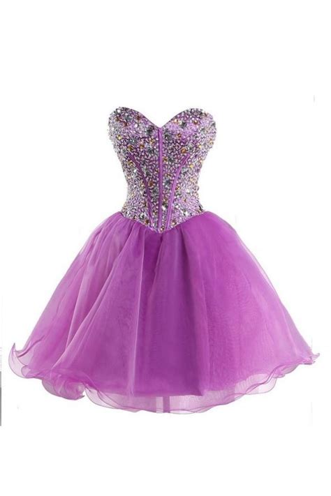 Ball Gown Sweetheart Sleeveless Lace Up Short Organza Purple Homecoming