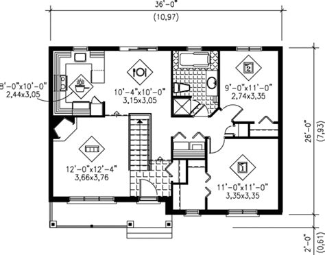 Traditional Style House Plan 2 Beds 1 Baths 900 Sqft Plan 25 106