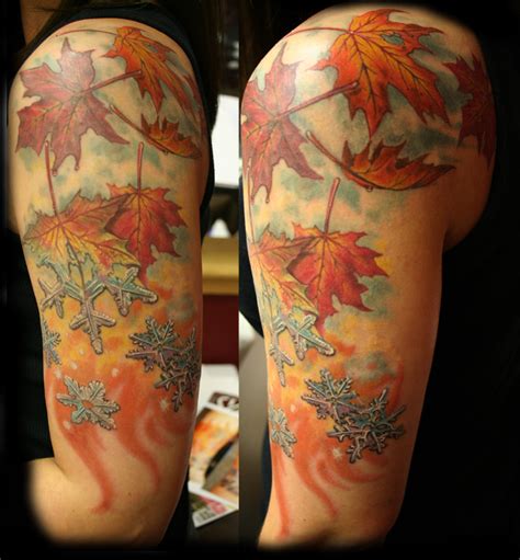 Autumn leaf tattoos on back for girls. Autumn Vanilla Picture: Autumn Tattoos