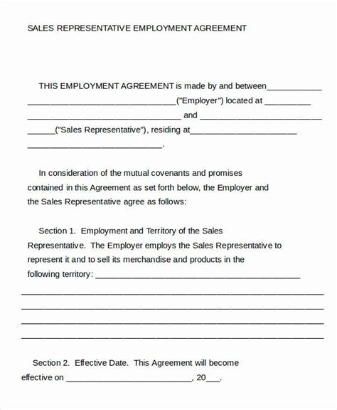 This free personal financial advisor employment contract sample will help you to learn how to create, write and format a simple job template for being able to build yours. Sales Rep Contract Template Fresh Employment Agreement ...