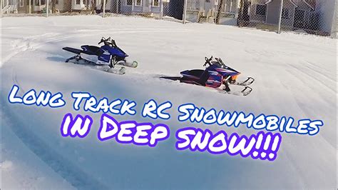 Long Track Rc Snowmobiles In Deep Snow 2 Rc Yamaha Snowmobiles Youtube