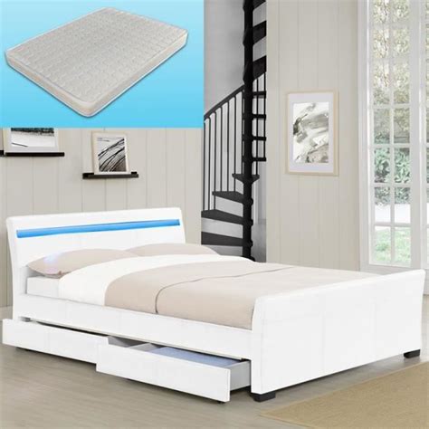 Votre lit au meilleur rapport qualité/prix c'est ici ! Lit Blanc avec coffre de rangement et matelas 180 x 200 cm ...