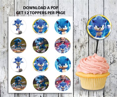 Sonic Movie Sonic Cupcake toppers Cupcake toppers Sonic | Etsy