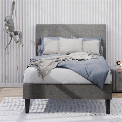 zinus nelly fabric bed frame dark grey single bunnings australia