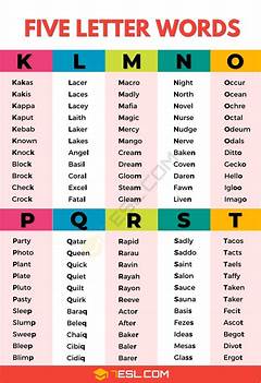 5 Letter Words With These Letters In Them