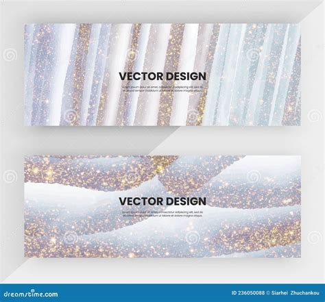 Blue Watercolor Design Templates With Gold Glitter Texture Stock