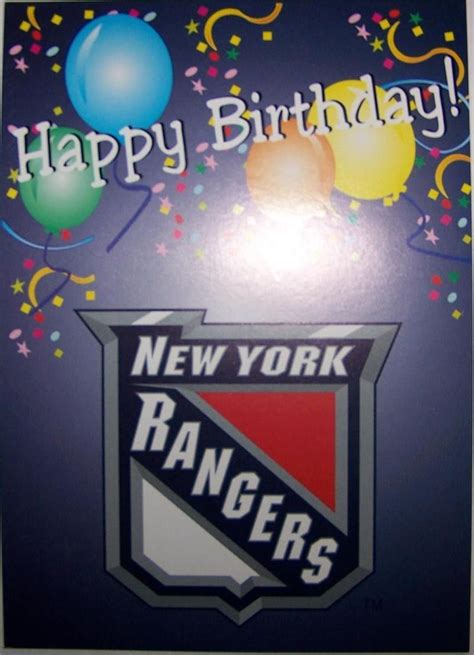 New York Rangers Happy Birthday Card Greeting Card Happy Birthday
