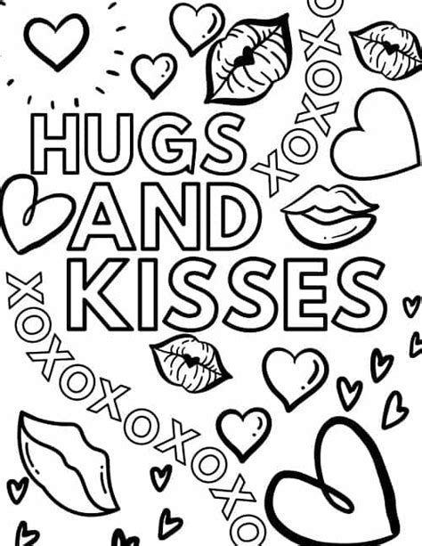 Coloring Book Hugs Kisses Coloring Pages