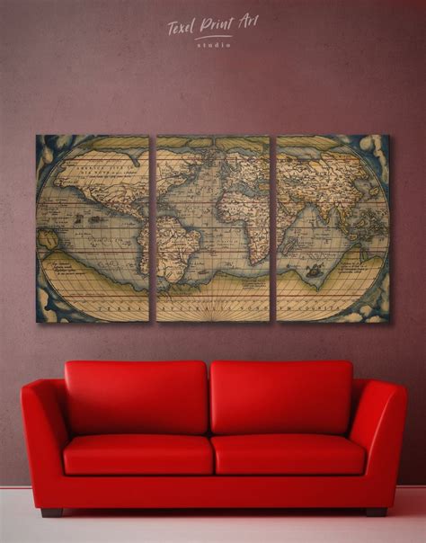 Large Vintage World Map Antique World Map Canvas Wall Art Etsy Australia