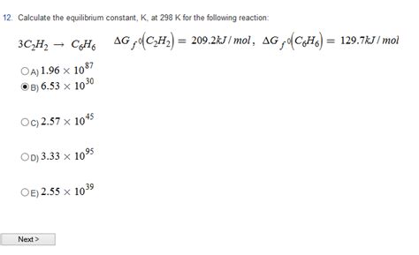 Solids are omitted from the equilibrium expression. Solved: 12. Calculate The Equilibrium Constant, K, At 298 ...