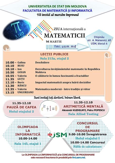 Ziua Internațională A Matematicii La Usm Profesormd