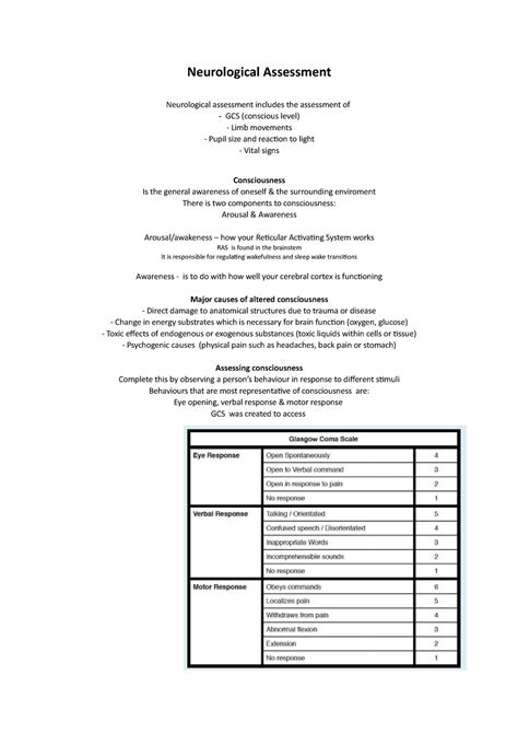 Neurological Assessment Neurological Assessment Neurological