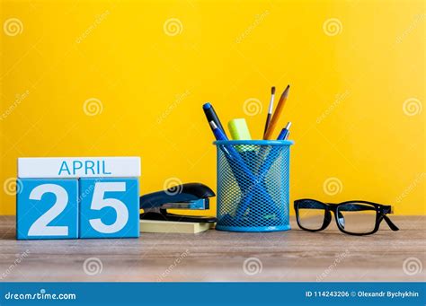 April 25th Day 25 Of Month Calendar On Business Office Background