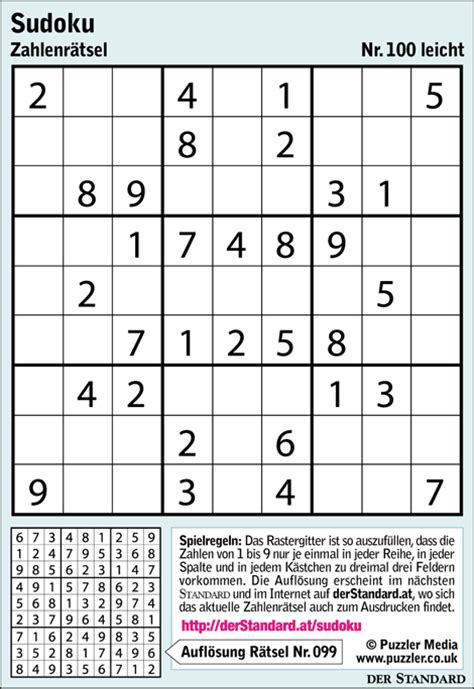 Gib die ziffern deines sudokurätsels ein und klick auf lösung(en) suchen! Sudoku 100 - 2005: KW 23 - 52 - derStandard.at › Lifestyle