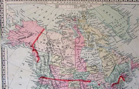 North America United States Canada 1892 Antique Map Hand Colored