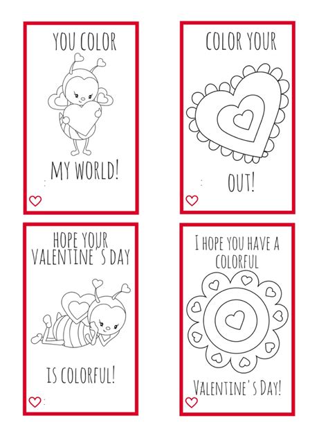 Free Printable Valentine Cards To Color