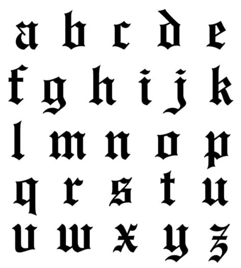Free Printable Old English Calligraphy Alphabet Lowercase Letters