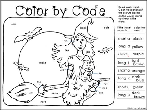 Classroom Freebies Too Halloween Color By Code Long Vowel Worksheets