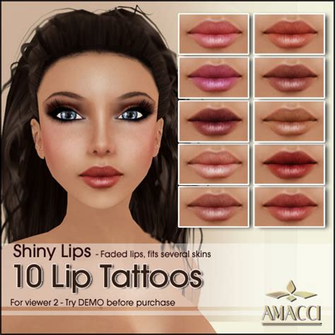 Second Life Marketplace Amacci Lip Tattoos Shiny Lips