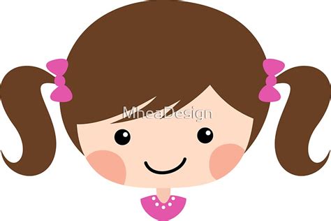 Cute Cartoon Girl With Brown Hair In Pigtails Sticker Stickers By