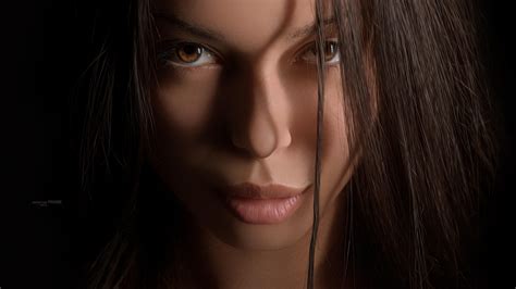 Tapety twarz kobiety Model portret długie włosy fotografia