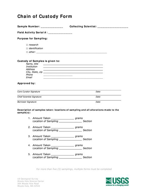 Chain Of Custody Form Print Fill Online Printable