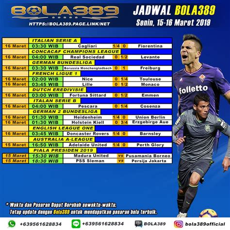 jadwal bola hari senin