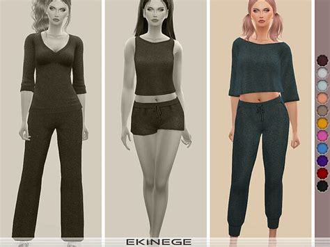 Boat Neck Crop Top Set 24 5 By Ekinege At Tsr Sims 4 Updates