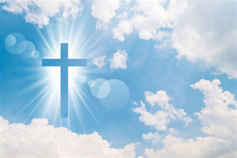 Christian Cross Appears Bright In The Sky Stock Photo Download Image